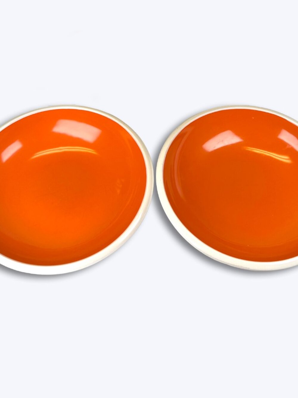Orange White Stoneware Bowls 8" Set 2 Rachael Ray Rise Soup Salad Pasta Retro